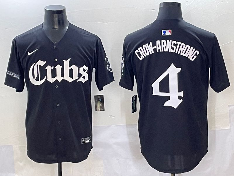 Men 2025 Chicago Cubs #4 Crow-Armstrong Black Five generations Joint Name Nike MLB Jersey style 15->chicago cubs->MLB Jersey